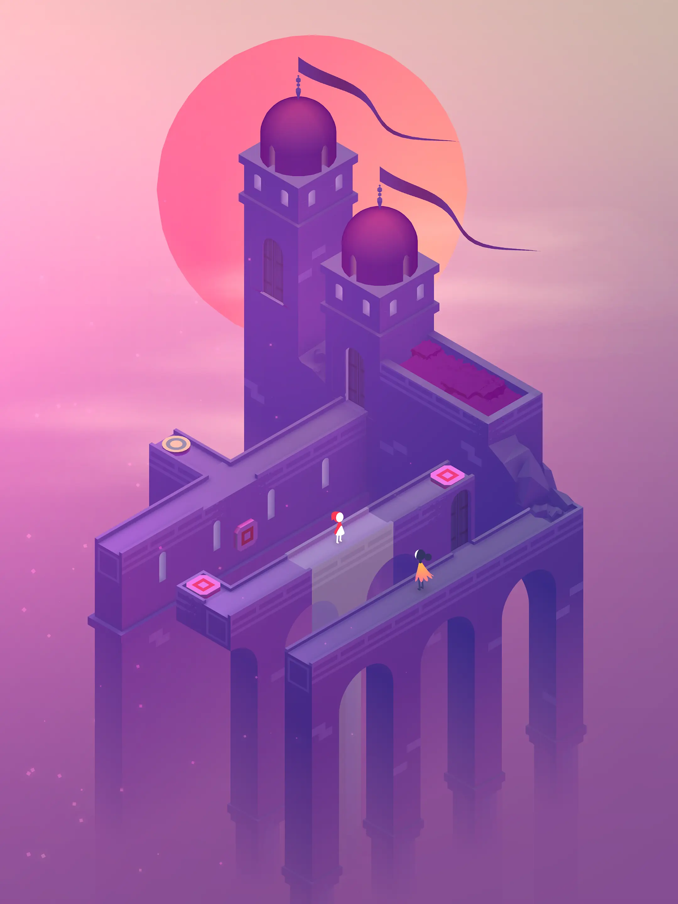 Abstrakcyjna pastelowa kompozycja inspirowana zagadkami Monument Valley 2