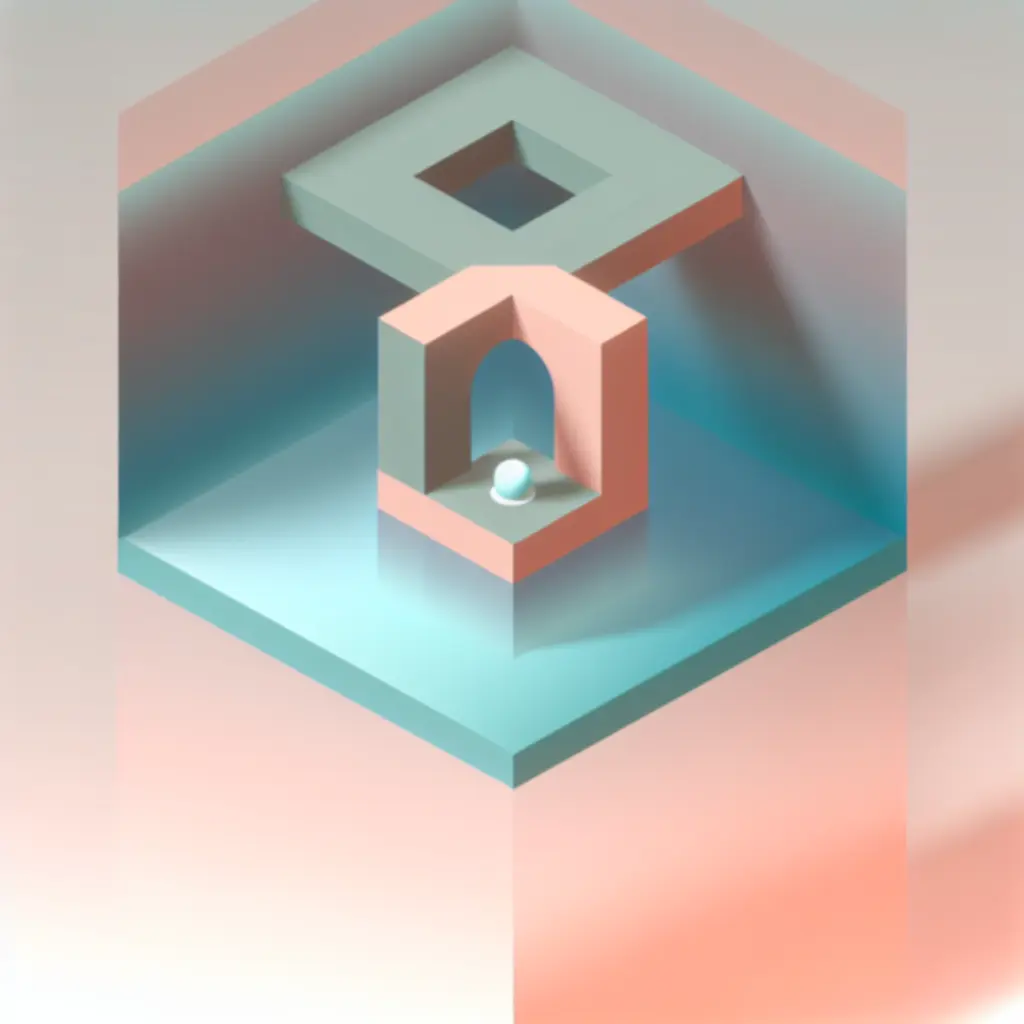 Pastelowa, nierealna geometria przypominająca poziom z Monument Valley 2