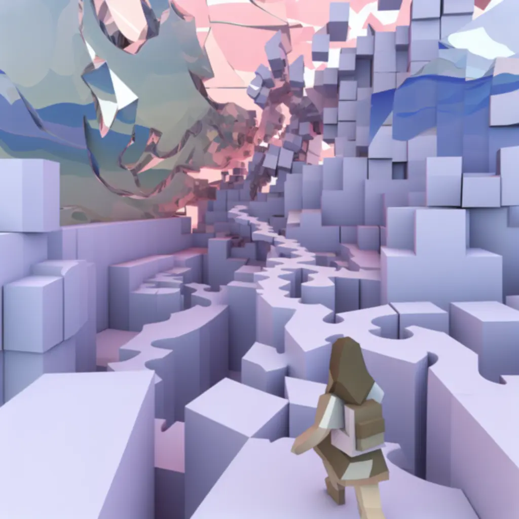 Pastelowa konstrukcja zagadki w stylu Monument Valley 2
