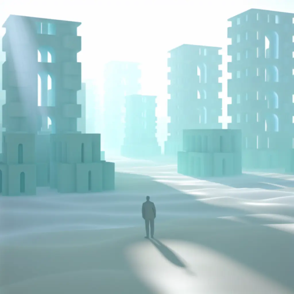 Spokojna scena z Monument Valley 2 w pastelowych kolorach