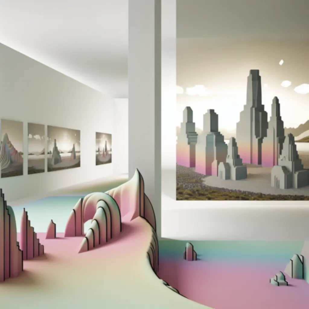 Pastelowa galeria prezentująca ewolucję serii Monument Valley